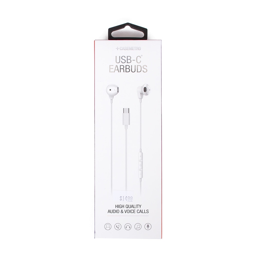White, Earbuds & Headphones, Tech, Casemetro, USB-C, Remote, Microphone, 829822